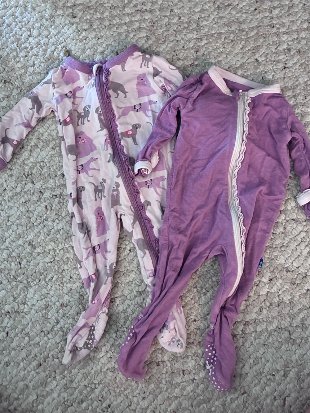 Kickee Pants Purple and Light Purple Footed Pajama Sleepers
